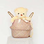 Boho Decor Striped Wicker Storage Baskets Handmade Collapsible Laundry Basket Patchwork Seaweed Flower Belly Garden Flower Pot