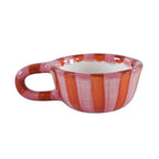1Pc 220ml Checkerboard Ceramic Mug, Pink Striped High-Value Niche Ceramic Coffee Cup, Suitable for Breakfast Latte, Daily Household Drinking Cup, Party Decoration Cup, Afternoon Tea Coffee, Gift Giving