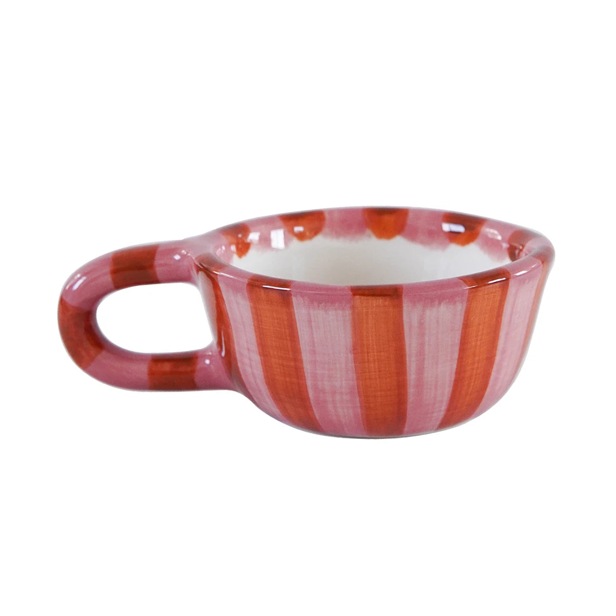 1Pc 220ml Checkerboard Ceramic Mug, Pink Striped High-Value Niche Ceramic Coffee Cup, Suitable for Breakfast Latte, Daily Household Drinking Cup, Party Decoration Cup, Afternoon Tea Coffee, Gift Giving