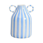 Nordic Style Art Vase Ornament Double Ear Striped Ceramic Vase Hydroponic Flower Cutting Bottle Home Decoration Flowerpot