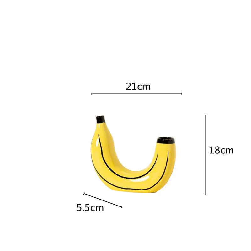 Creative Resin Banana Vase Flower Arrangement Decoration Simulated Fruit Banana Artifact Funny Vases Pots  Home Decoration