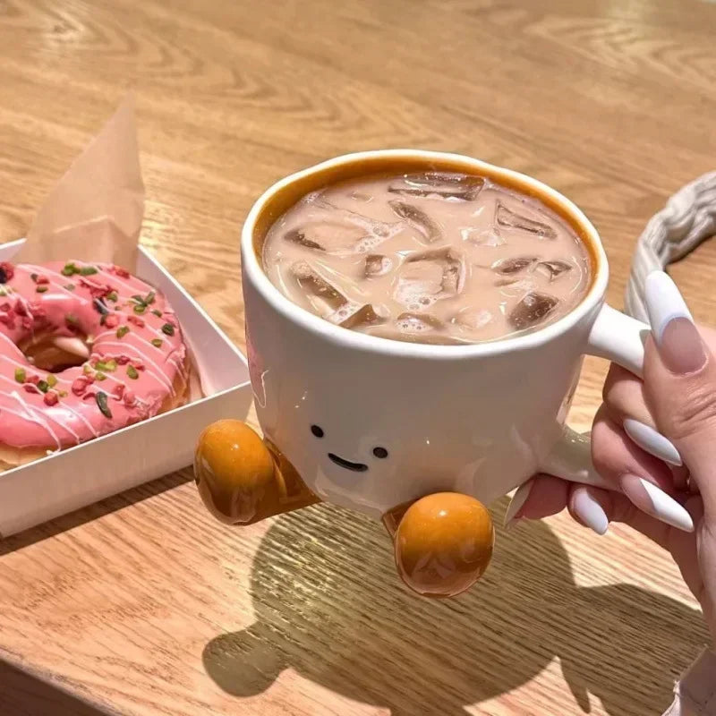 Cartoon Couple Ceramic Mug Creative Coffee Milk Tea Water Cup Cute Children Breakfast Cup Household Drinkware