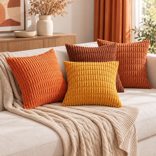 Capas de Almofada em Cotelê em sofá elegante