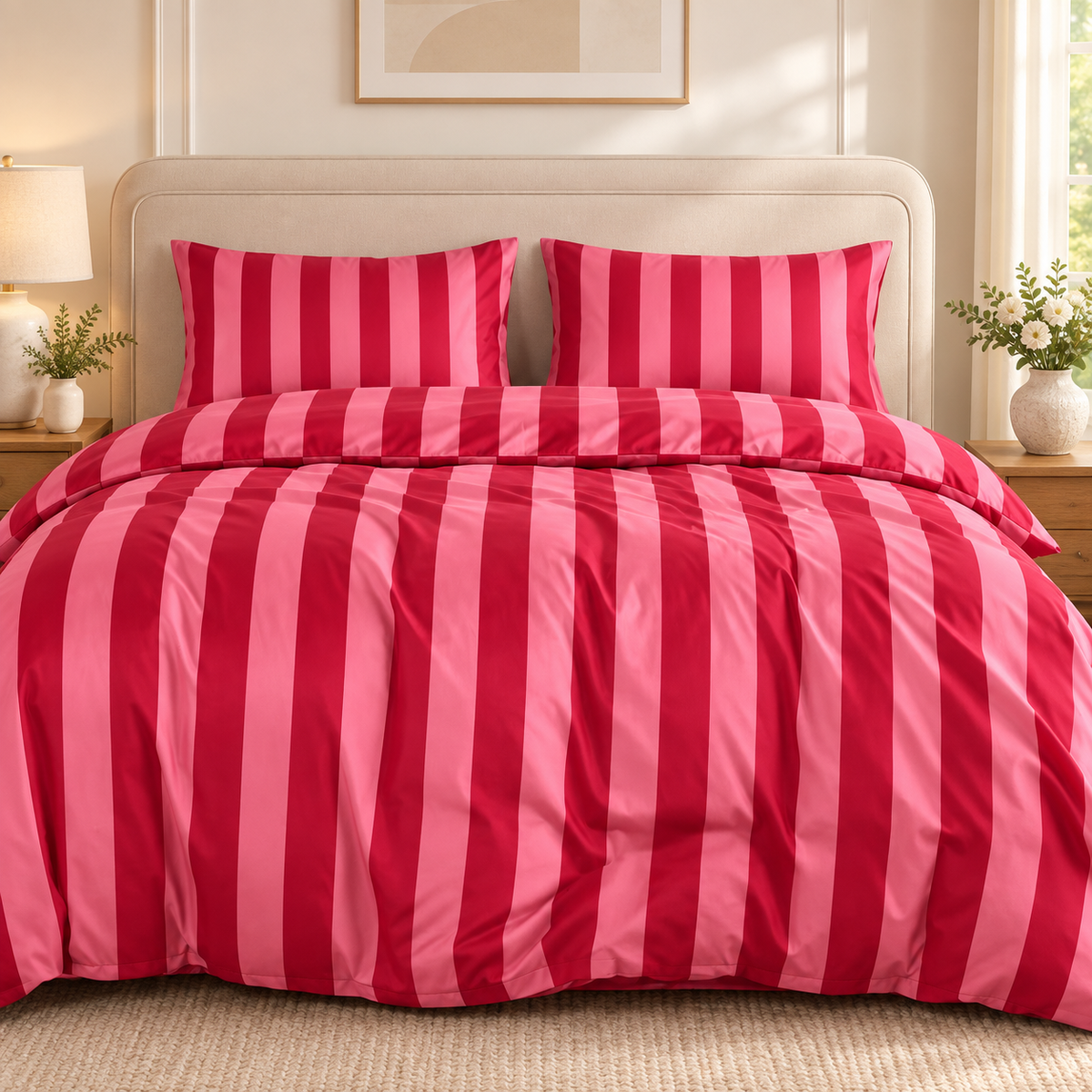 Kit Capa de Edredom Rosa em quarto elegante