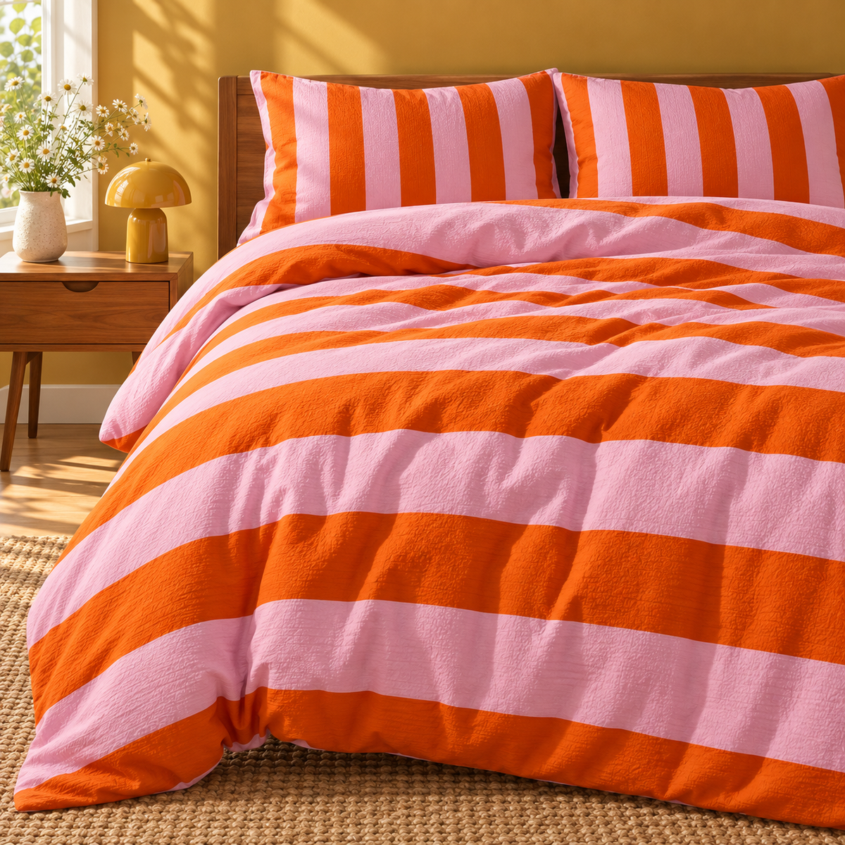 Kit Capa de Edredom Listrado em ambiente colorido Casa Meier – imagem 3