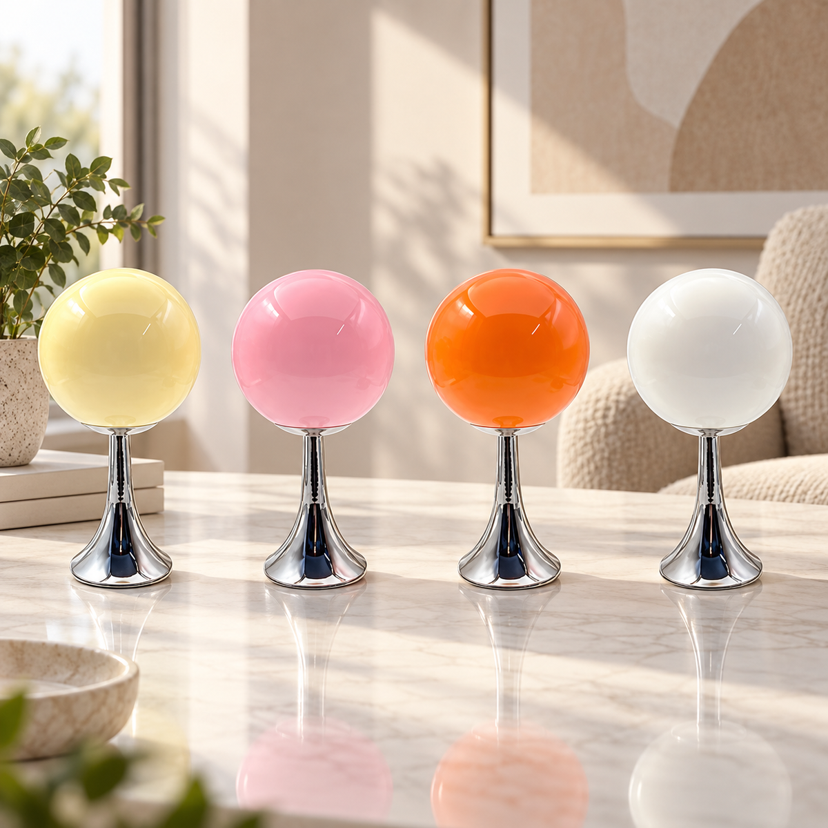 Luminária de Mesa Globo em quatro cores