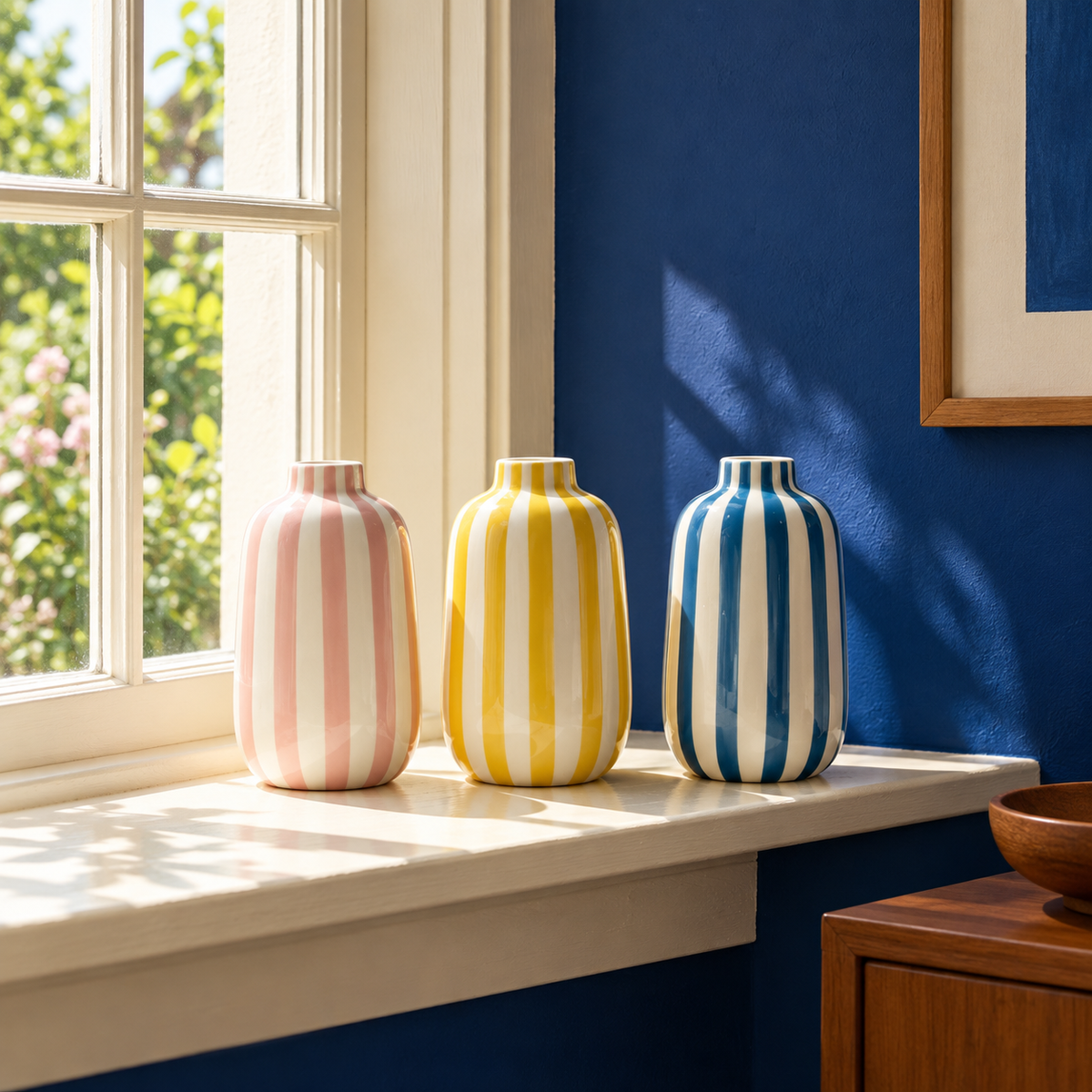Conjunto de Vasos Listrados em cores variadas